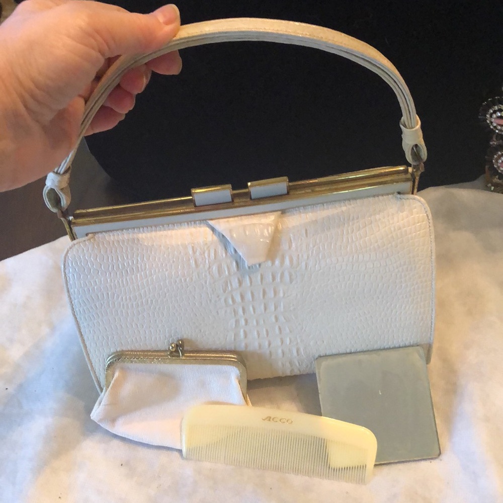 ✨Rosenfeld Vintage embossed snake leather 4-pc structured lined handbag